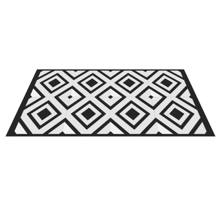 Black and white square diamonds vintage rug - TenStickers