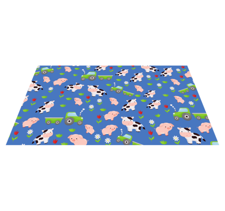 Tractor cow & pig pattern animal rug - TenStickers