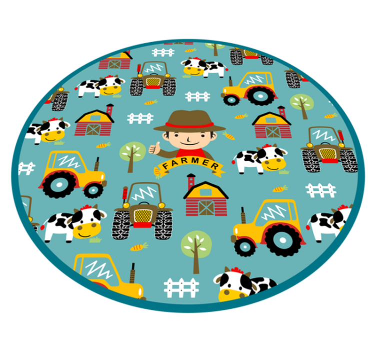 Farmer Fun Pattern kids vinyl rug - TenStickers