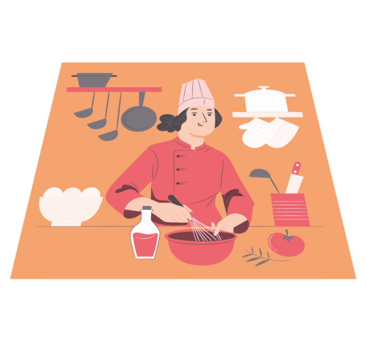 Pastry chef cartoon kitchen floor tiles - TenStickers