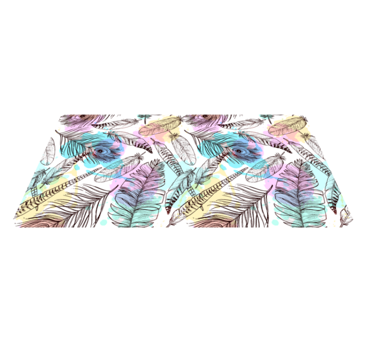 Feather Motif floral vinyl rug - TenStickers