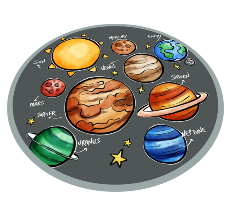 Planets and names kids vinyl rug - TenStickers