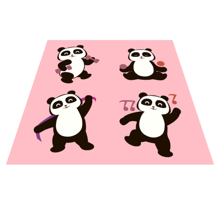 Panda Dance Motif kids vinyl rug - TenStickers
