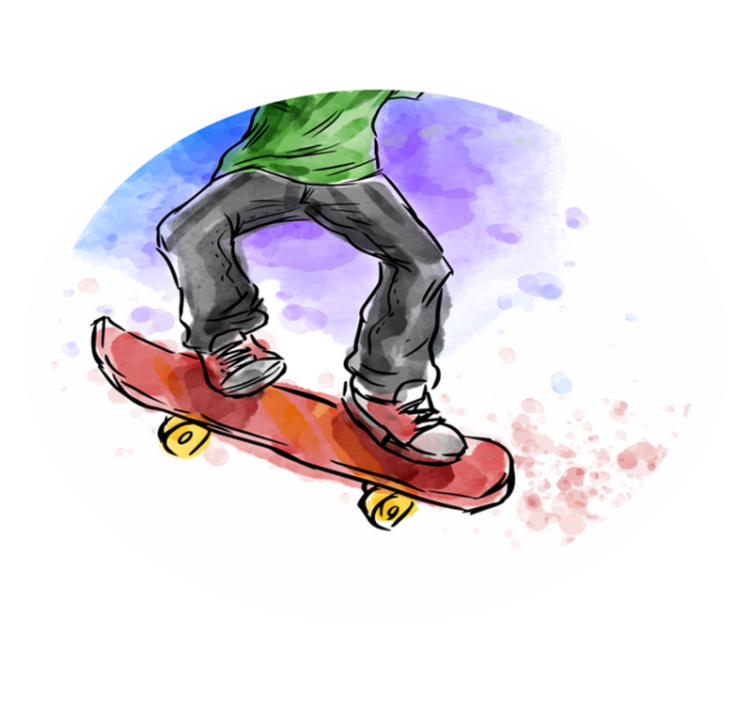 Skateboard Illustration kids vinyl rug - TenStickers