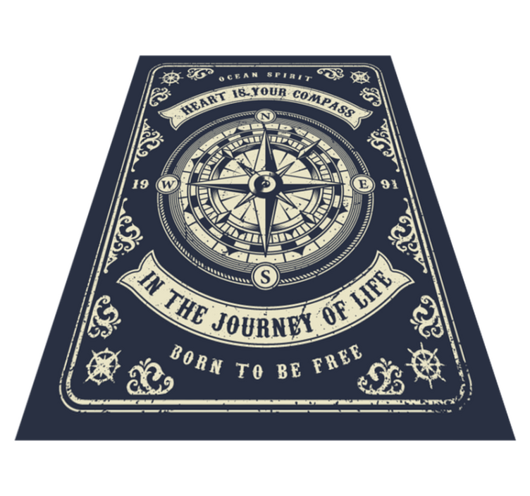 COMPASS JOURNEY ART minimal vinyl rug - TenStickers