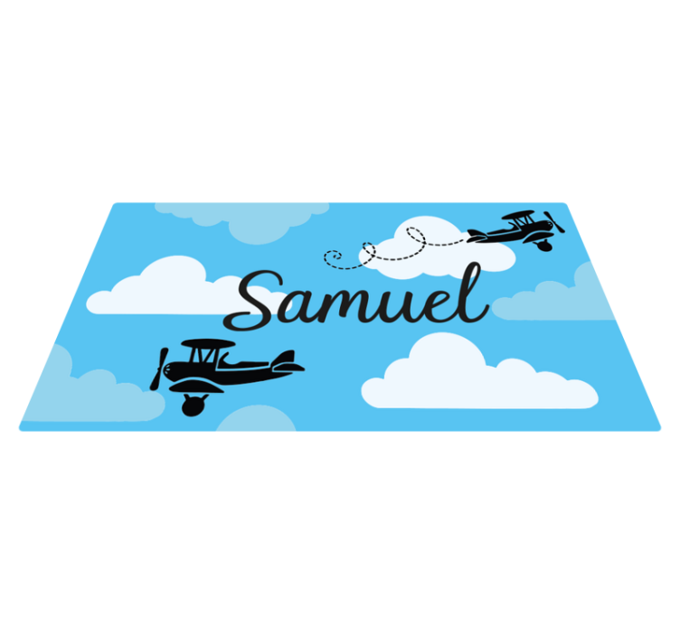 Sky planes with name kids vinyl rug - TenStickers