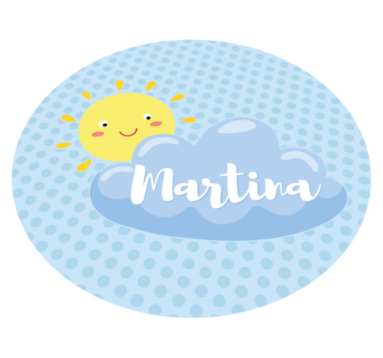 Sun and cloud with name kids vinyl rug - TenStickers
