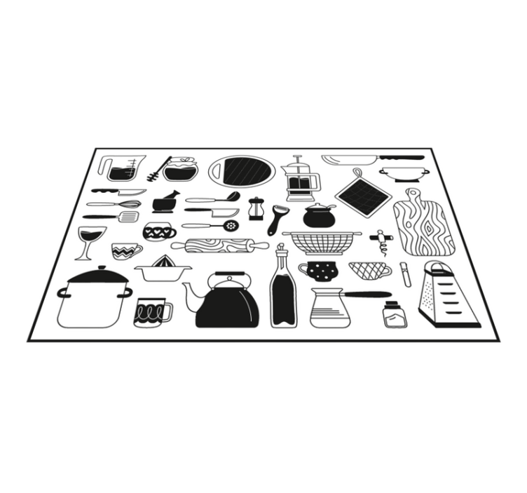Culinary icons collection kitchen vinyl rug - TenStickers