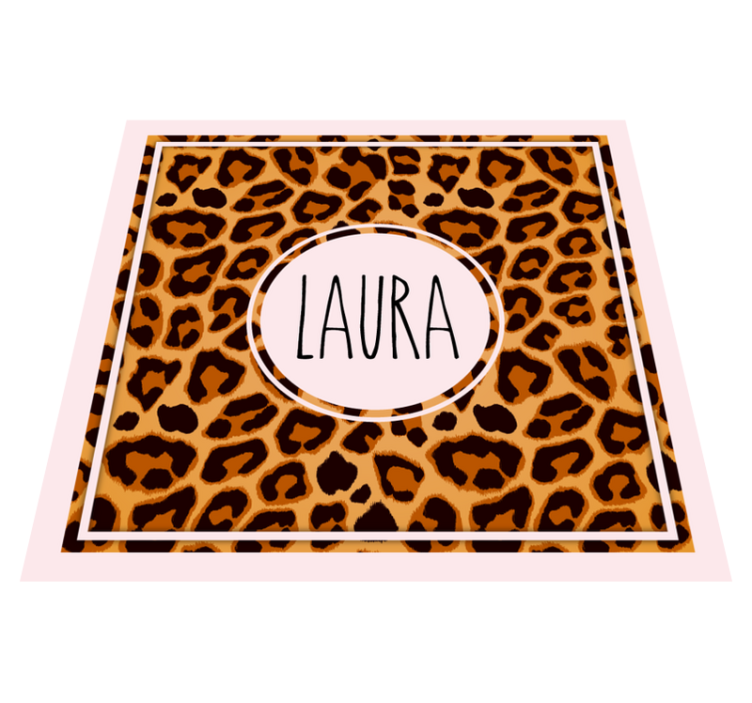 Personalized leopard animal print vinyl rug - TenStickers