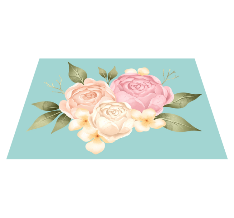 Peony realistic flower head floral rug - TenStickers
