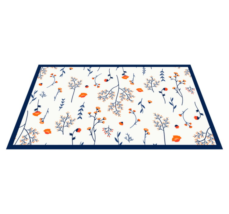 Floral vinyl rug with floral branches design - TenStickers