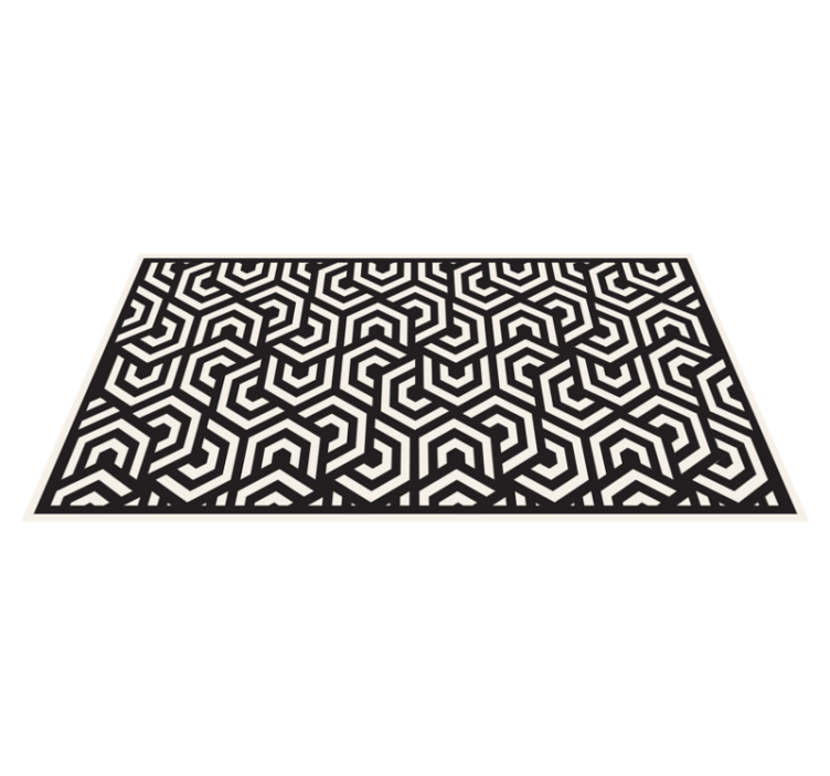 Black and white hexagons geometric vinyl rug - TenStickers