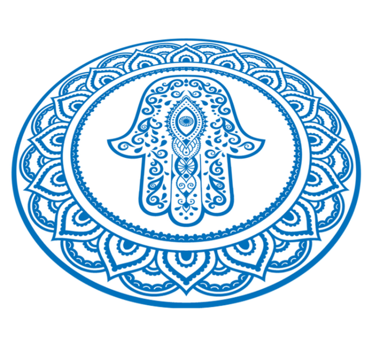 Blue and white hand of Fatima ethnic vinyl rug - TenStickers
