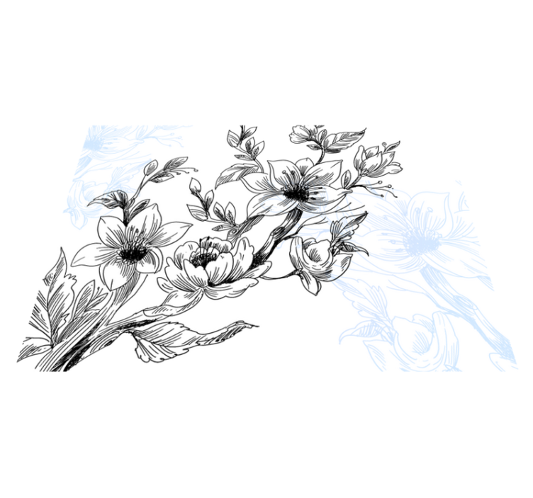 Azure Blossom Concept floral vinyl rug - TenStickers