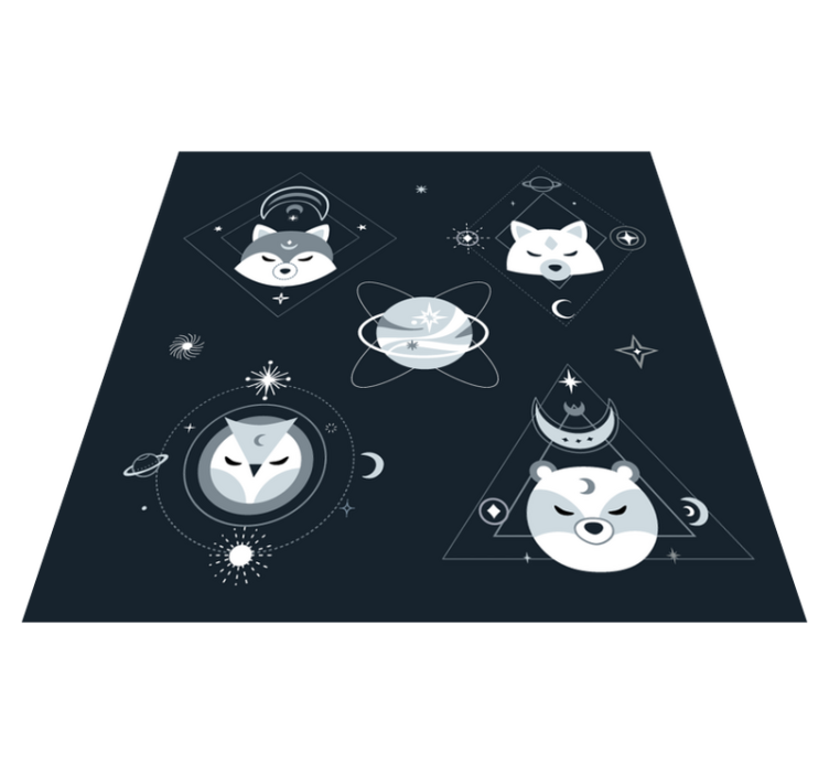 Cosmic Animal Faces kids vinyl rug - TenStickers