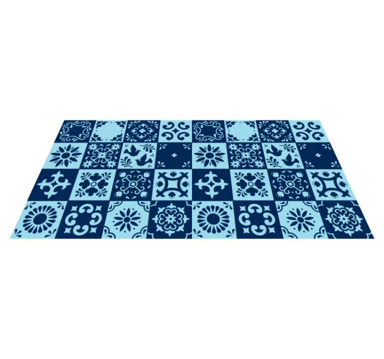 Blue mosaic tile vinyl rug - TenStickers