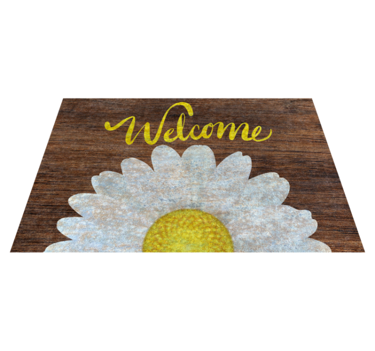 Daisy welcome message entrance hall vinyl rug - TenStickers