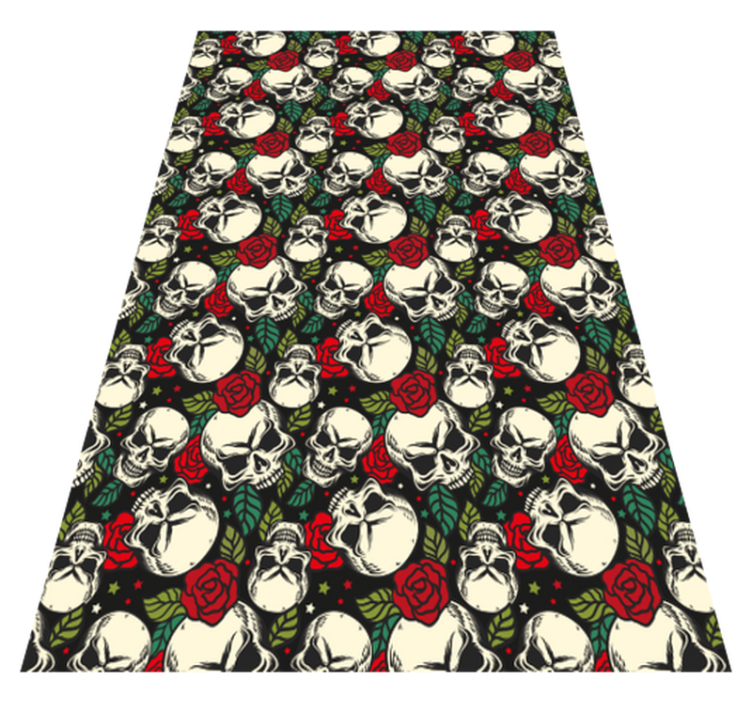 Skulls and roses teen vinyl rug - TenStickers