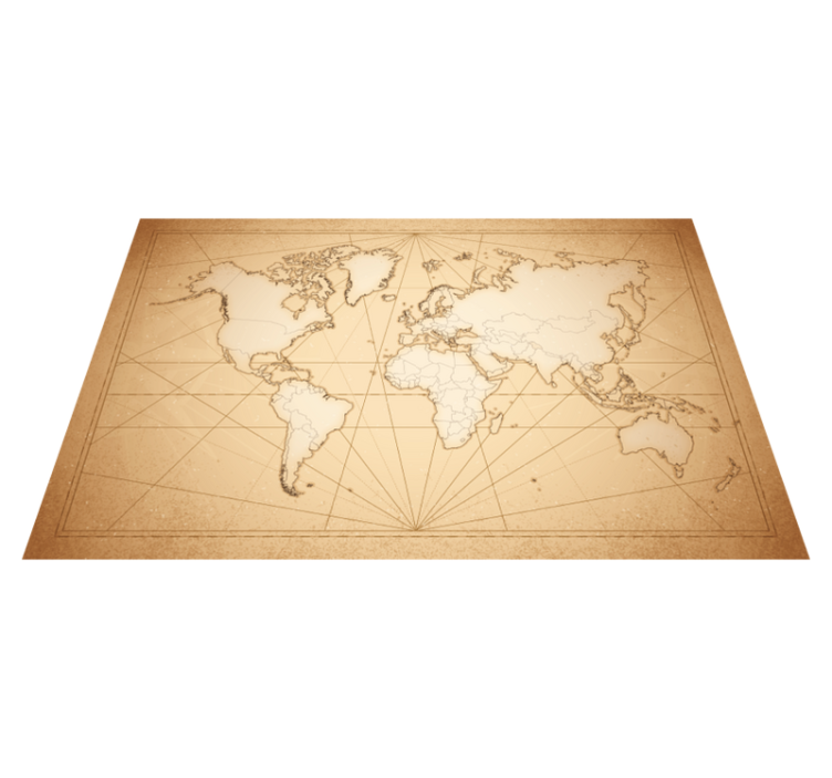 Antique beige design world map vinyl rug - TenStickers