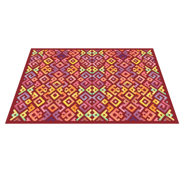 Colorful Geometric Motif tile vinyl rug - TenStickers