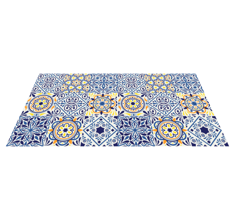 Vibrant tile arrangement kitchen vinyl rug - TenStickers