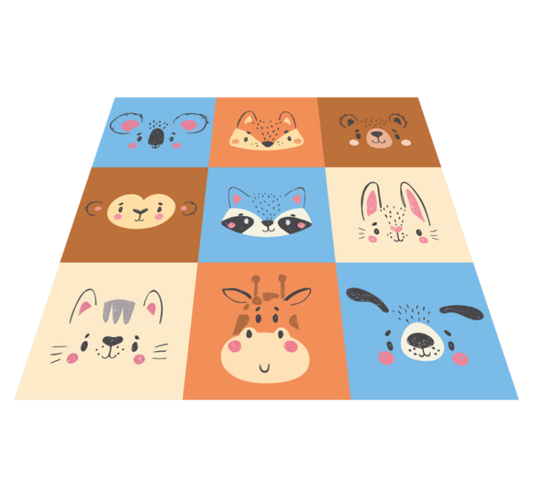 Baby animals tiles kids vinyl rug - TenStickers