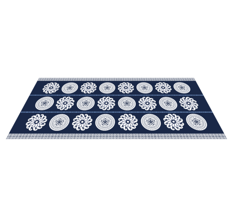 White and blue flower patchwork tile carpet - TenStickers