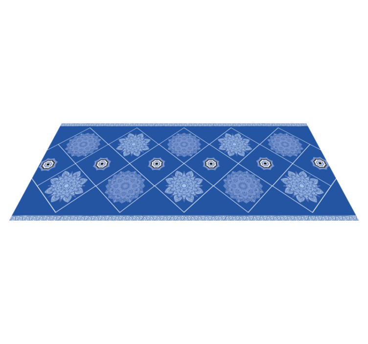 Blue floral elements bathroom vinyl rug - TenStickers