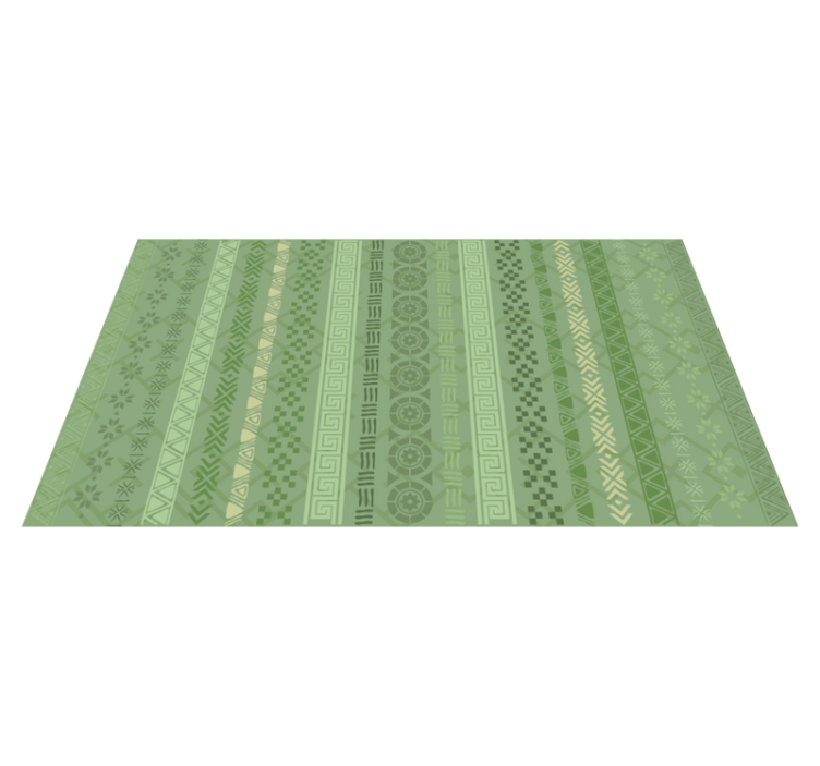 Green leaves motif ethnic vinyl rug - TenStickers