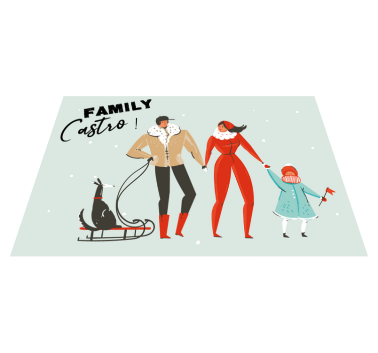 Personalised winter family custom vinyl rug - TenStickers