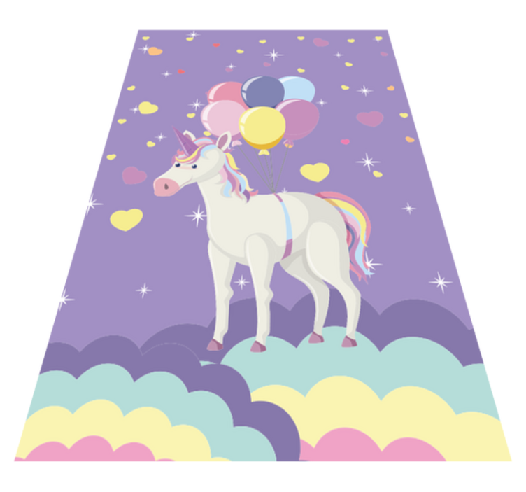 Purple unicorns balloons kids vinyl rug - TenStickers