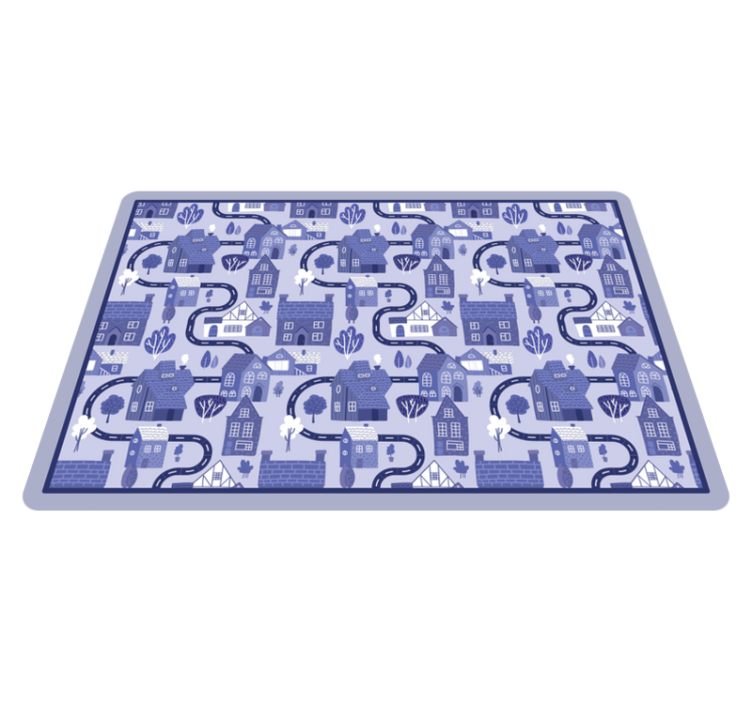 Nordic blue village baby play mat - TenStickers