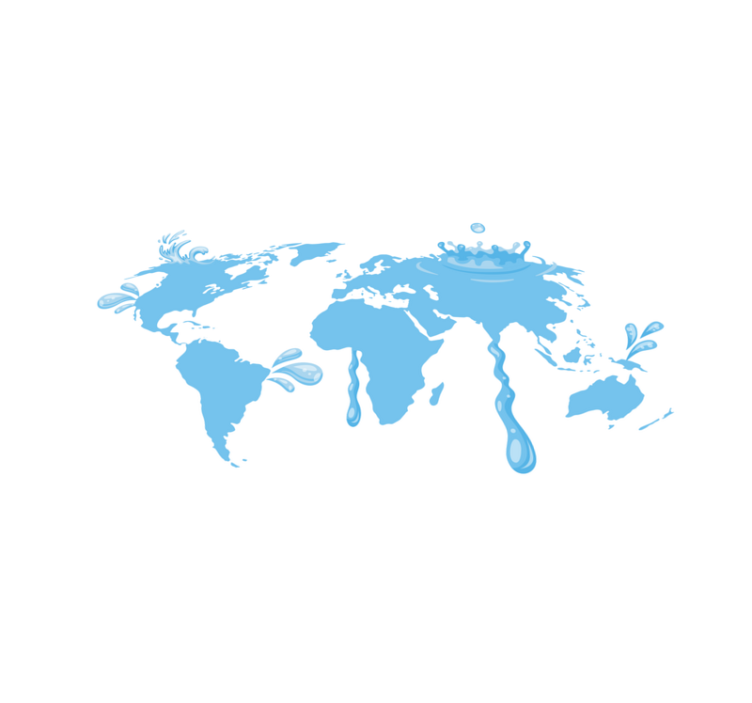 Blue water design world map vinyl rug - TenStickers