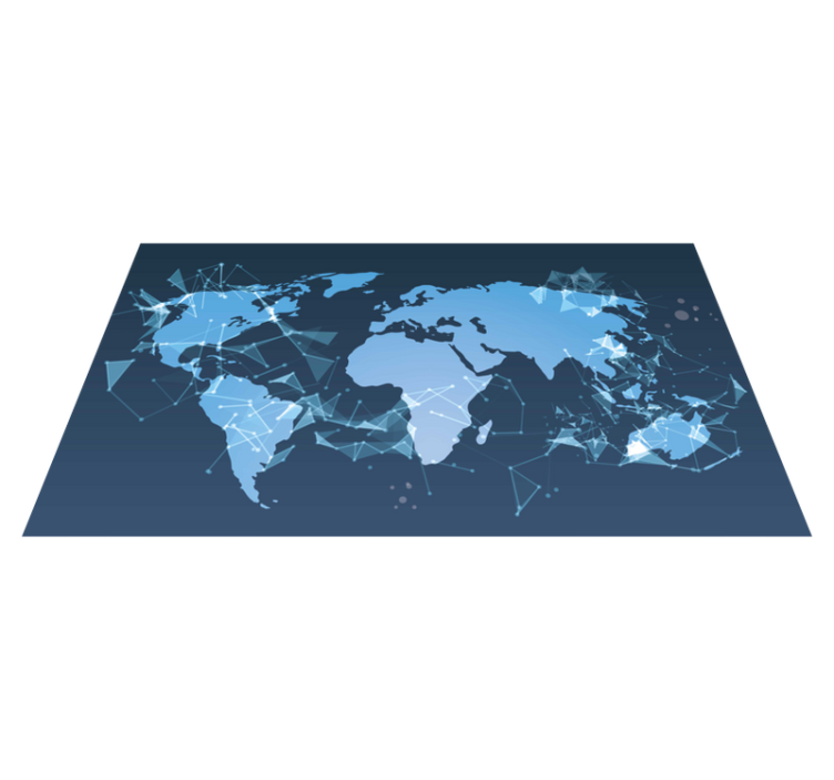 World map vinyl rug geometric world map - TenStickers