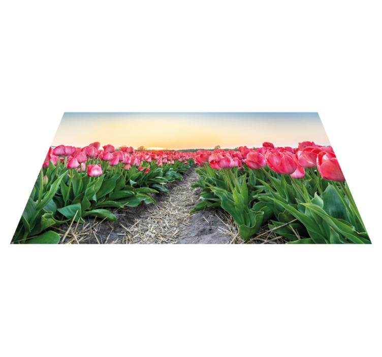 Tulip Field Perspective floral vinyl rug - TenStickers