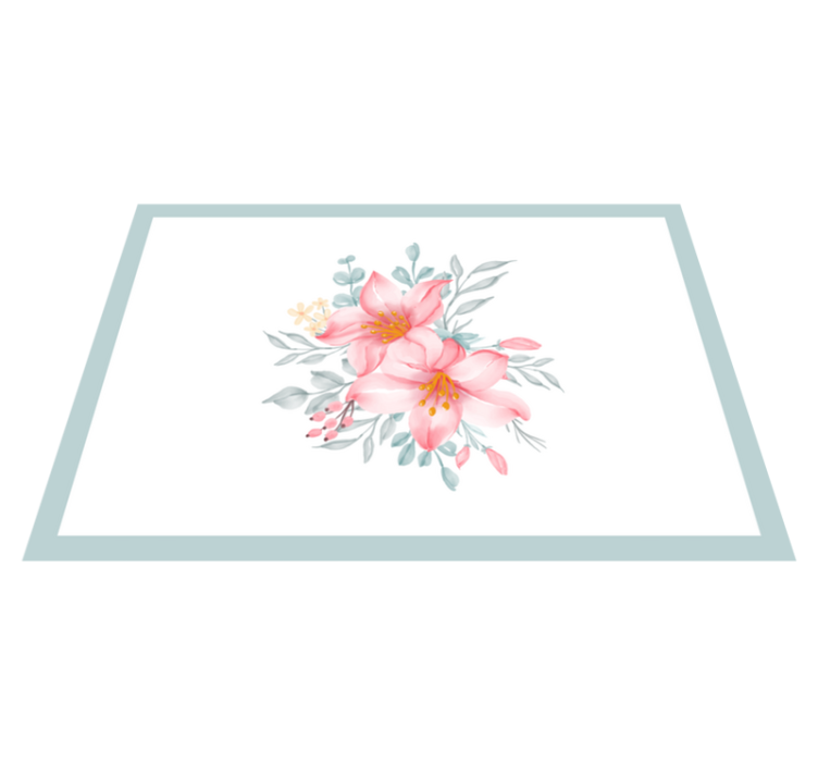 Pink Botanical Grace floral vinyl rug - TenStickers