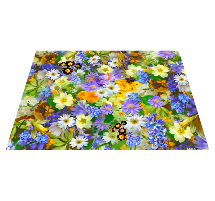 Lively Blossom Concept floral vinyl rug - TenStickers