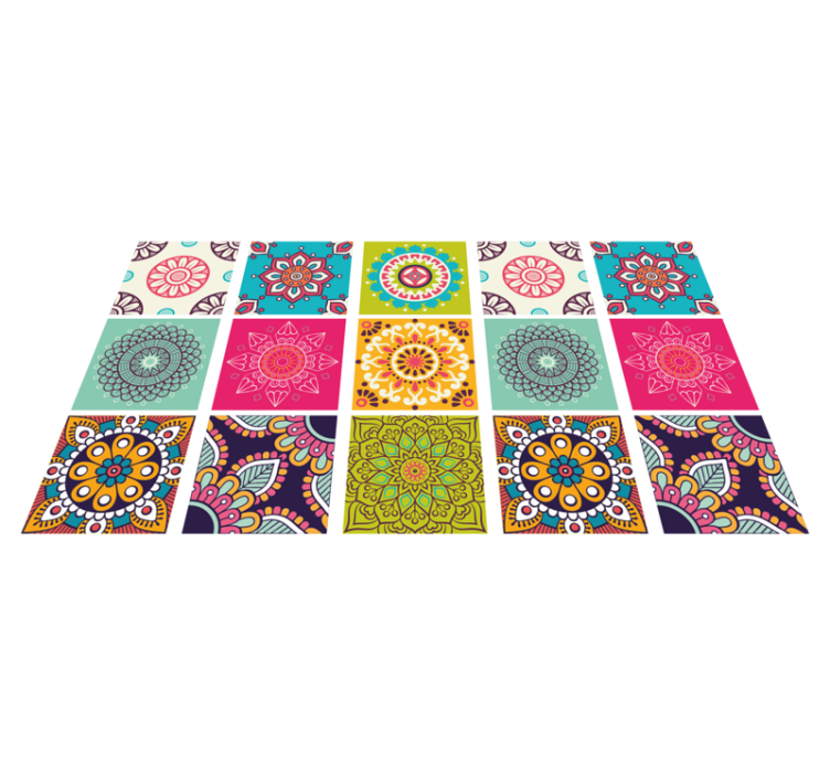 Colorful tile pattern mandala vinyl rug - TenStickers