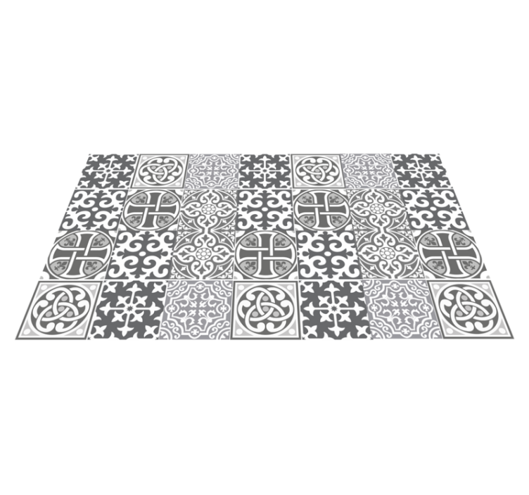 Sophisticated grey arrangements tile vinyl rug - TenStickers