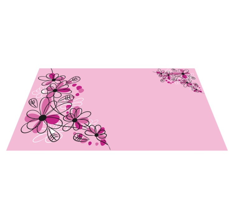 Blossom Pink Charm floral vinyl rug - TenStickers