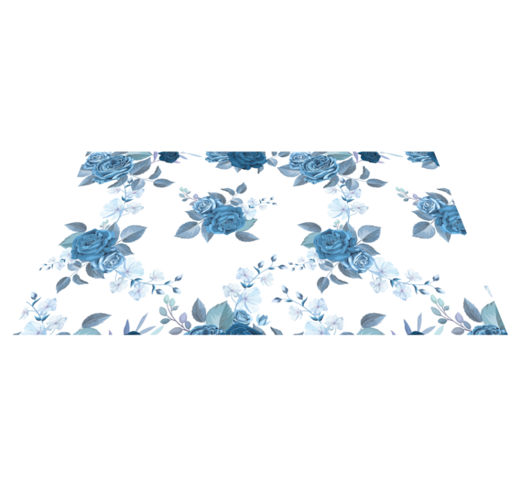 Blue Flower Composition floral vinyl rug - TenStickers