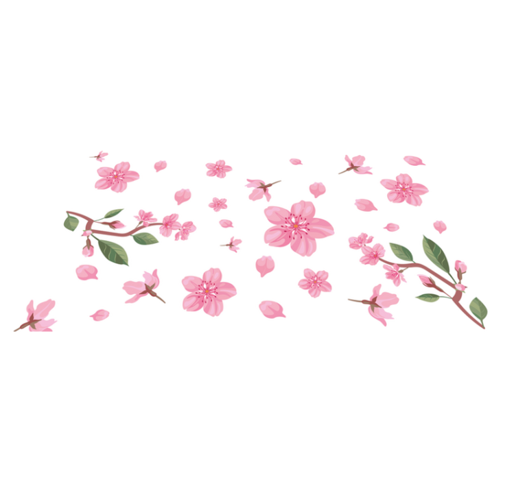 Pink Blossom Motif floral vinyl rug - TenStickers