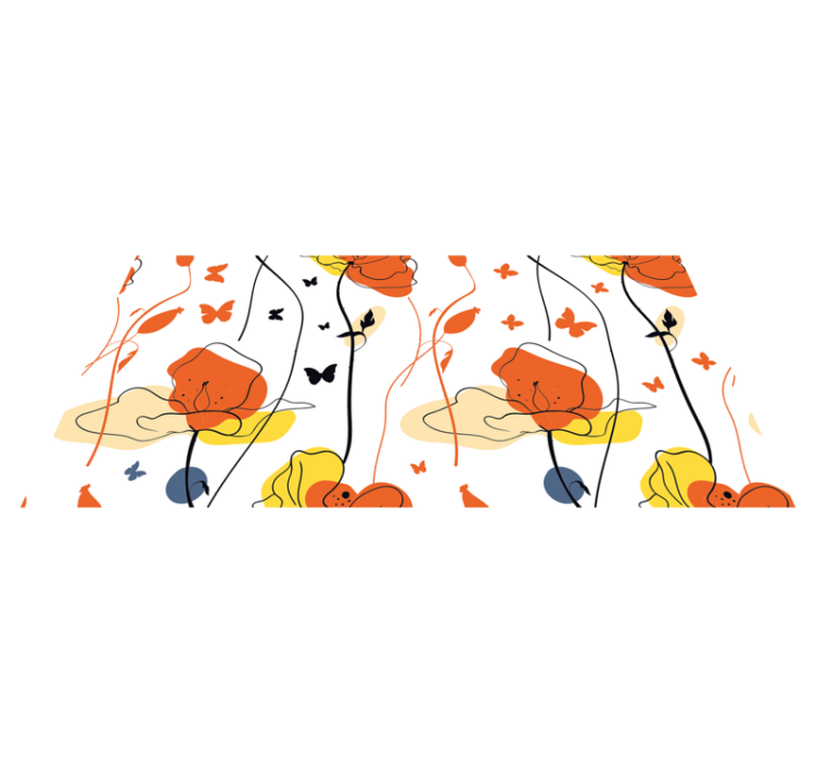 Minimalistic pattern with butterflies floral vinyl rug - TenStickers