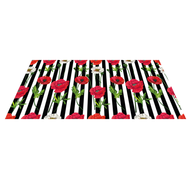 Floral striped pattern floral vinyl rug - TenStickers