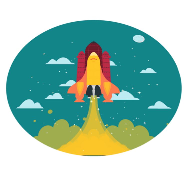 Cartoon rocket launching to space star rug - TenStickers
