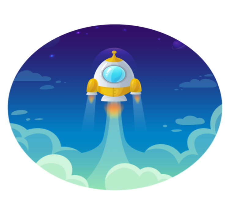 Cartoon rocket space star vinyl rug - TenStickers