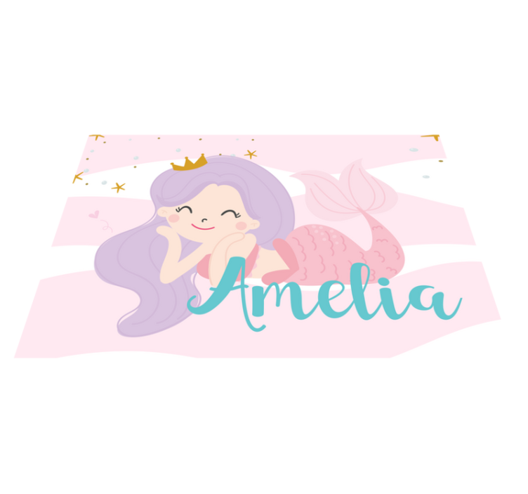 Mermaid princess  with name kids vinyl rug - TenStickers