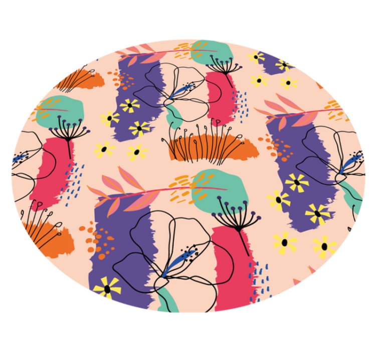 Vibrant Botanical Elements floral vinyl rug - TenStickers