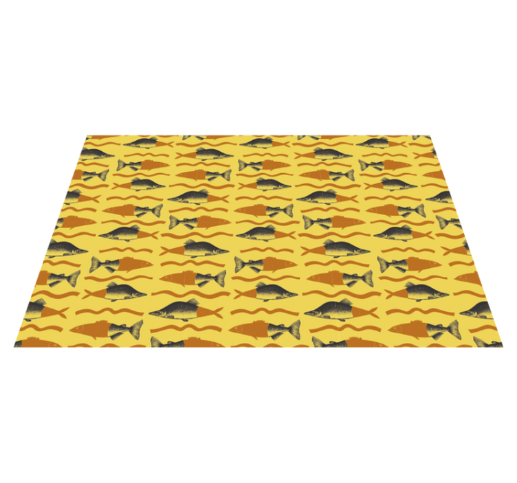 Yellow fish motif animal vinyl rug - TenStickers