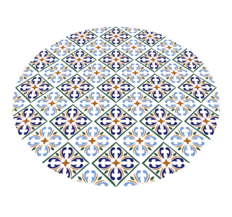 Geometric blue shades tile vinyl rug - TenStickers